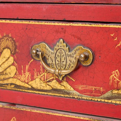 Lot 163 - George II Style Red and Gilt Lacquered Secretary Bookcase
