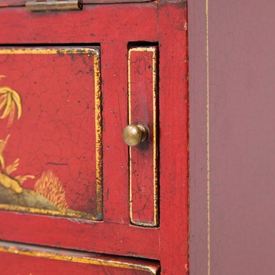 Lot 163 - George II Style Red and Gilt Lacquered Secretary Bookcase