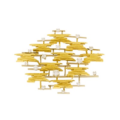 Lot 1179 - Gubelin Two-Color Gold and Diamond Brooch