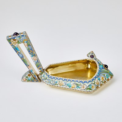 Lot 699 - Russian Silver-Gilt and Cloisonné Enamel Kovsh