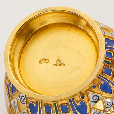 Lot 695 - Fabergé Silver-Gilt and Cloisonné Enamel Cup and Saucer