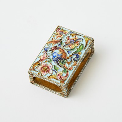 Lot 698 - Russian Silver-Gilt and Cloisonné Enamel Match Safe