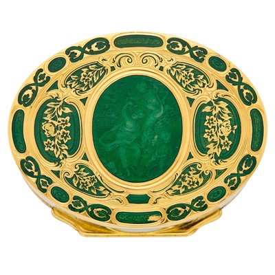 Lot 658 - Important Continental Jeweled and Enameled Gold Portrait Snuff Box