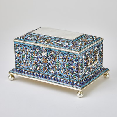 Lot 723 - Russian Silver and Cloisonné Enamel Table Casket