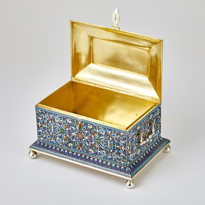Lot 723 - Russian Silver and Cloisonné Enamel Table Casket