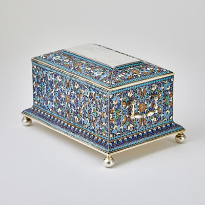 Lot 723 - Russian Silver and Cloisonné Enamel Table Casket