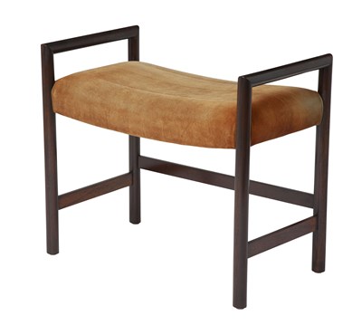 Lot 792 - Edward Wormley for Dunbar Upholstered Dark Stained Wood Stool