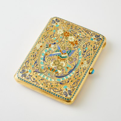 Lot 732 - Russian Silver-Gilt and Cloisonné Enamel Cigarette Case
