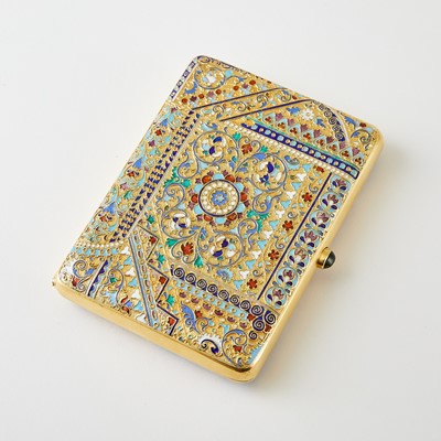 Lot 729 - Russian Silver-Gilt and Cloisonné Enamel Cigarette Case