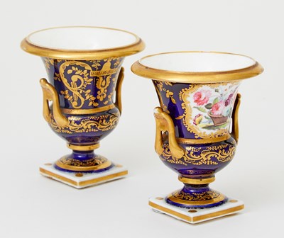Lot 177 - Pair of Derby Porcelain Capana Vases