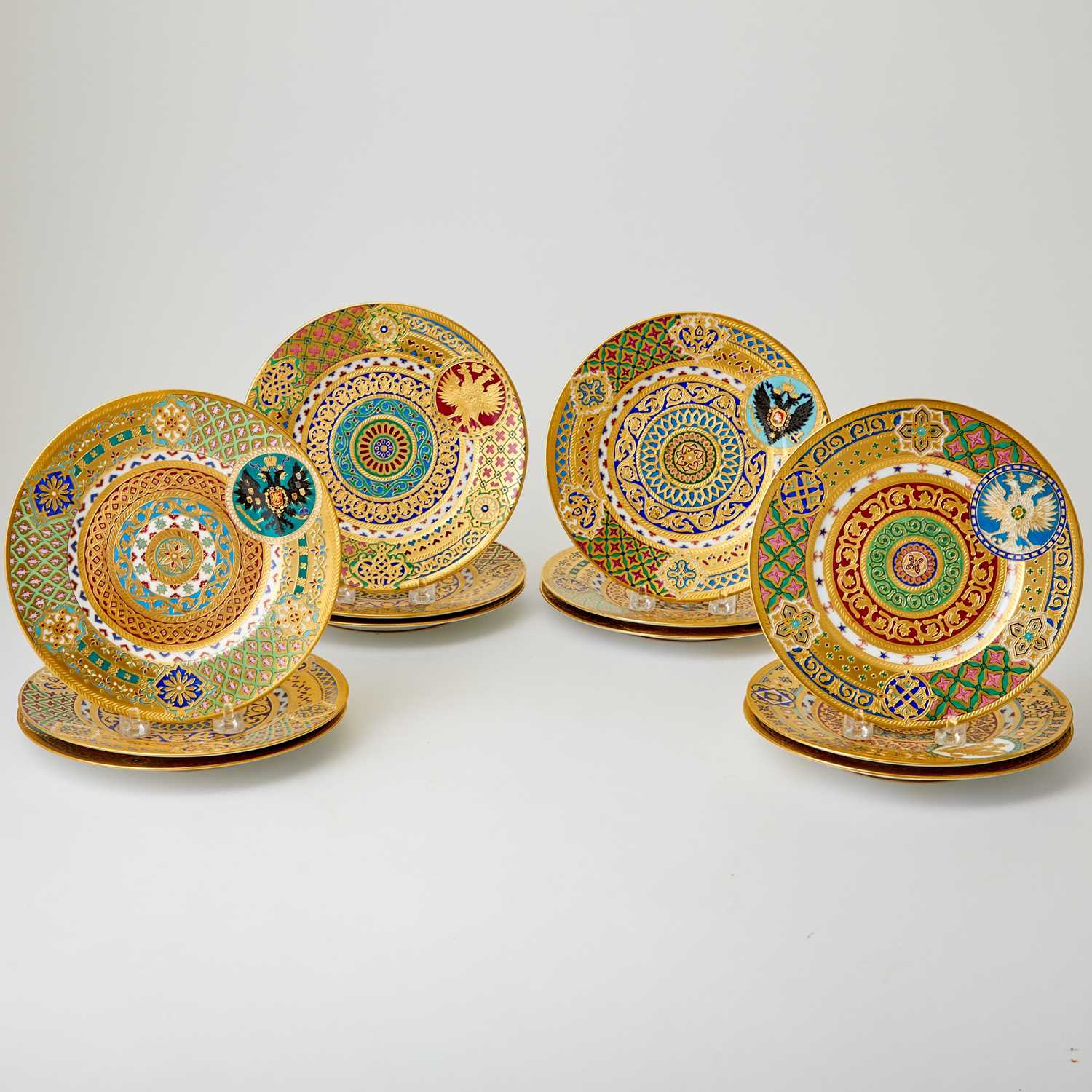 Lot 683 - Set of Twelve Russian Gilt-Decorated Porcelain Plates