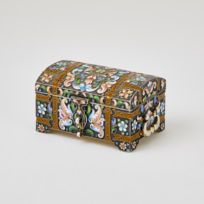 Lot 604 - Russian Silver-Gilt and Cloisonné Enamel Casket