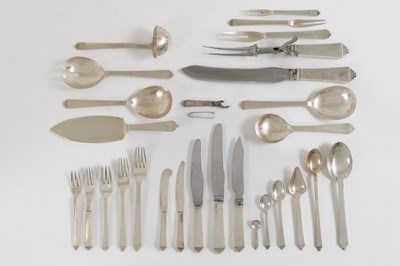 Lot 1162 - Georg Jensen Sterling Silver "Pyramid" Pattern Flatware Service
