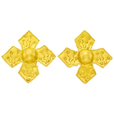 Lot 6 - Jean Mahie Pair of High Karat Gold Earrings