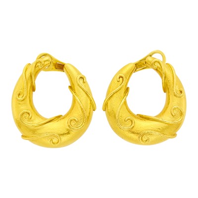 Lot 4 - Zolatas Pair of High Karat Gold Hoop Earclips