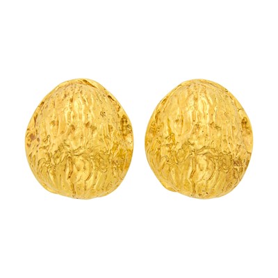Lot 88 - Seaman Schepps Pair of Gold 'Walnut' Earclips