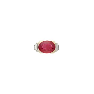Lot 145 - White Gold, Ruby and Diamond Ring, France