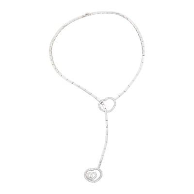 Lot 1164 - Chopard White Gold and Diamond 'Happy Spirit' Lariat Necklace