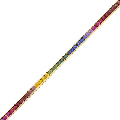 Lot 2010 - Gold and Colored Stone Straightline Bracelet