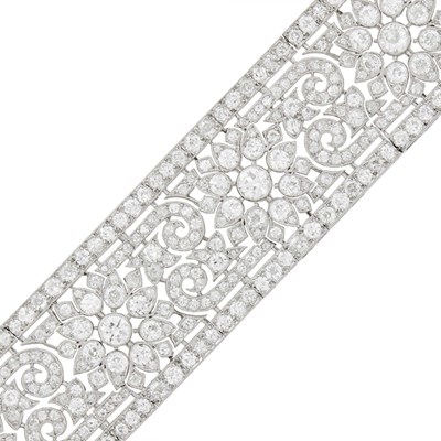 Lot 161 - Wide Platinum and Diamond Bracelet