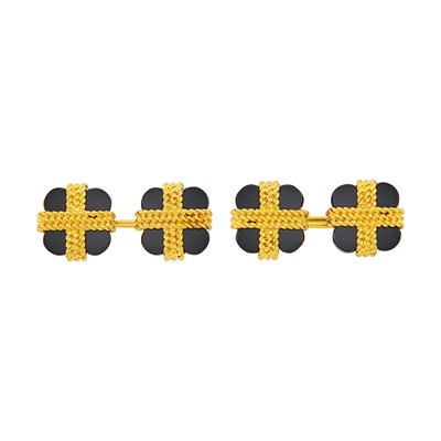Lot 1039 - Van Cleef & Arpels Pair of Gold and Black Onyx Cufflinks