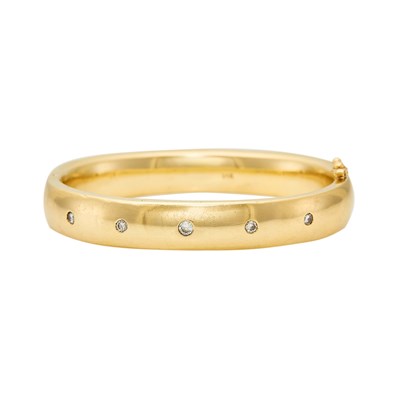 Lot 2008 - Gold and Diamond Bangle Bracelet