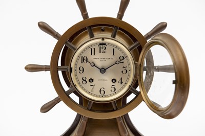 Lot 1091 - Brass Helm-form Ship's Bell Clock