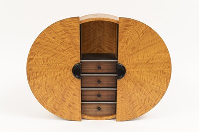 Lot 1141 - David Kiernan Figured Maple and Mahogany Hanging Cabinet