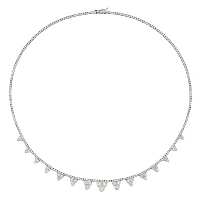 Lot 1122 - White Gold and Diamond Necklace