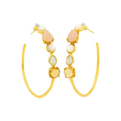 Lot 174 - Ippolita Pair of Gold and Colored Stone 'Rock Candy' Hoop Earrings