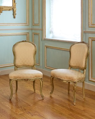 Lot 116 - Pair of Louis XV Diminutive Painted Side Chairs