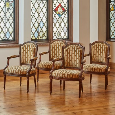 Lot 234 - Set of Four Fine Louis XVI Beechwood Armchairs en cabriolet