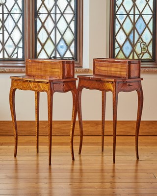 Lot 146 - Pair of Louis XV Kingwood and Tulipwood Inlaid Lady's Writing Desks
