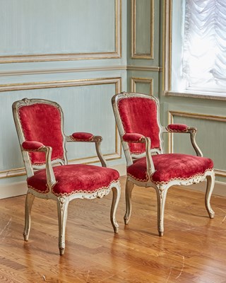 Lot 145 - Pair of Louis XV Painted Fauteuils