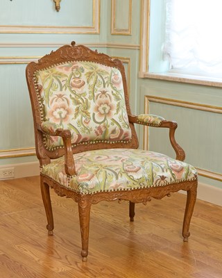 Lot 141 - Louis XV Carved Walnut Fauteuil
