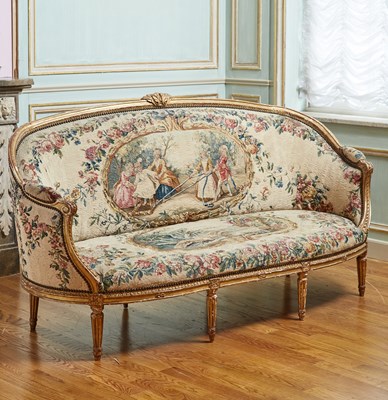 Lot 225 - Louis XVI Giltwood Canapé à Corbeille