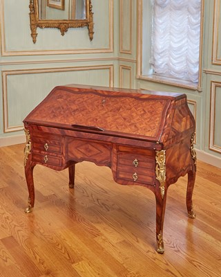 Lot 140 - Louis XV Gilt-Bronze Mounted Kingwood Inlaid Slant-Front Bureau Plat