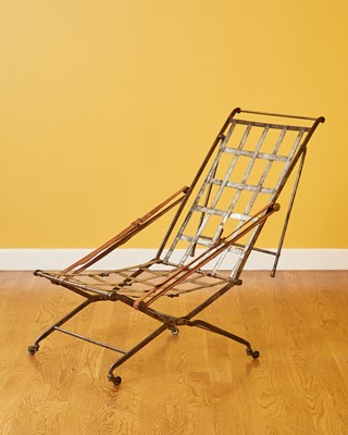 Lot 321 - Consulat Steel and Brass Campaign Chair
