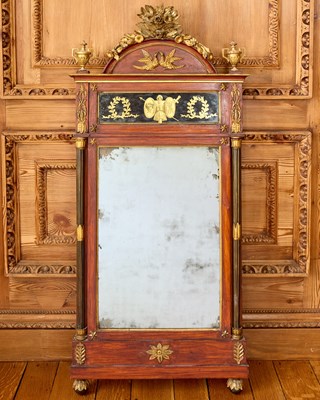 Lot 318 - Italian Empire Parcel Gilt, Ebonized and Mahogany Mirror
