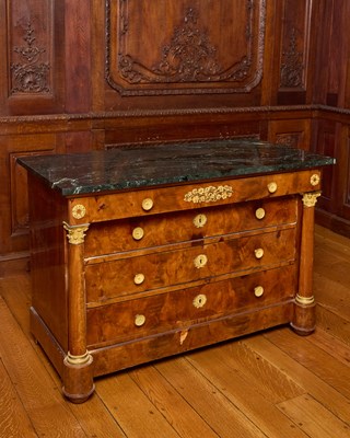 Lot 319 - Empire Gilt-Bronze Mounted Mahogany Marble Top Commode