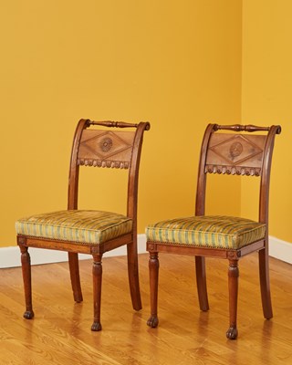 Lot 311 - Pair of Empire Walnut Side Chairs