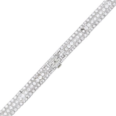 Lot 165 - Platinum and Diamond Wristwatch