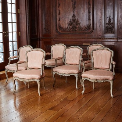 Lot 121 - Set of Six Louis XV Painted Fauteuils