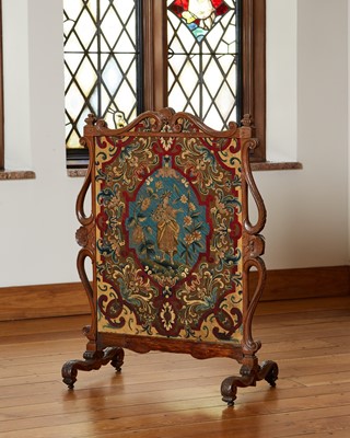 Lot 122 - Régence Needlepoint Upholstered Walnut Fire Screen