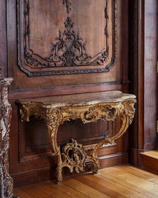 Lot 157 - Louis XV Carved Giltwood Marble Top Console