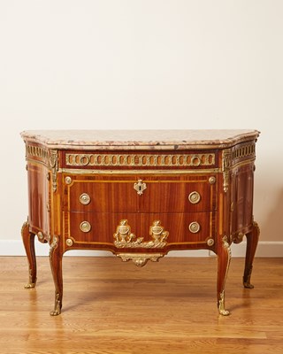 Lot 235 - Louis XV / XVI Transitional Gilt-Bronze Mounted Kingwood Inlaid Commode