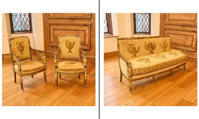 Lot 298 - Empire Painted and Parcel Gilt Salon Suite