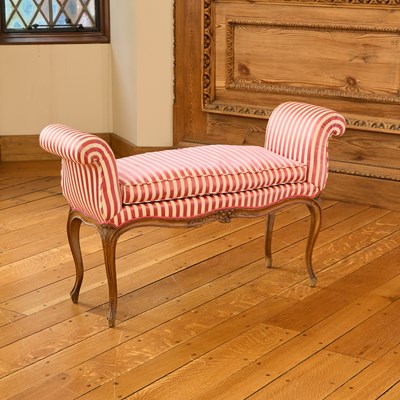 Lot 241 - Louis XV Upholstered Walnut Window Bench