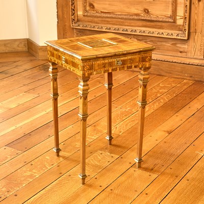 Lot 294 - Italian Neoclassical Brass Inlaid Walnut Game Table