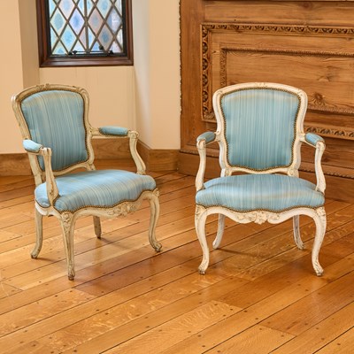 Lot 104 - Pair of Painted Louis XV Fauteuils
